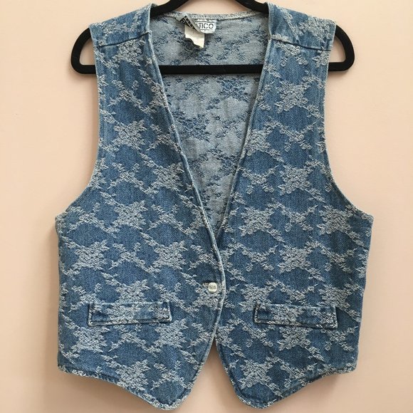 Vintage Jackets & Blazers - 90s Vintage Embroidered Jean Vest
